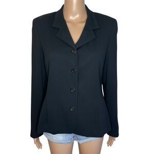 Alex Garfield Solid Black Long Sleeve Button Down Blazer Suit Jacket Size 6R